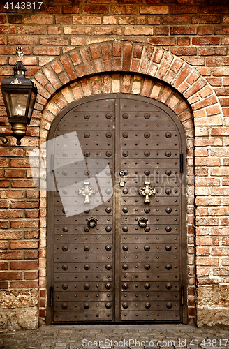 Image of Details of old metal door at medieval fortress Akershus  in Oslo