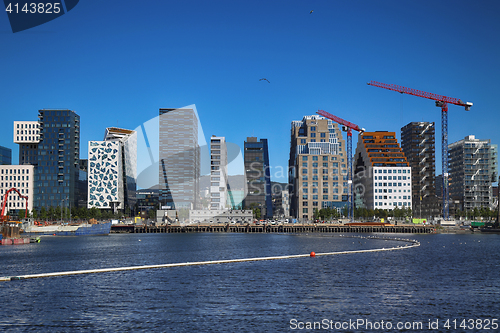 Image of Panoramic View Of Modern buildings in Oslo, Norway 