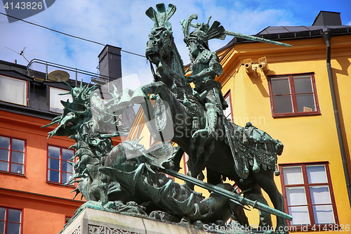 Image of Statue of Sankt Goran & the Dragon in Stockholm, Sweden