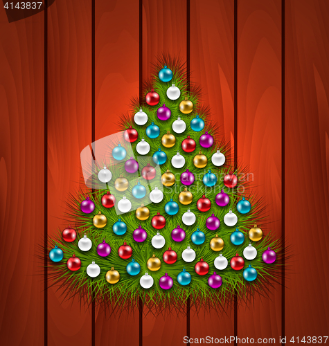 Image of Christmas Tree Decorated Colorful Balls