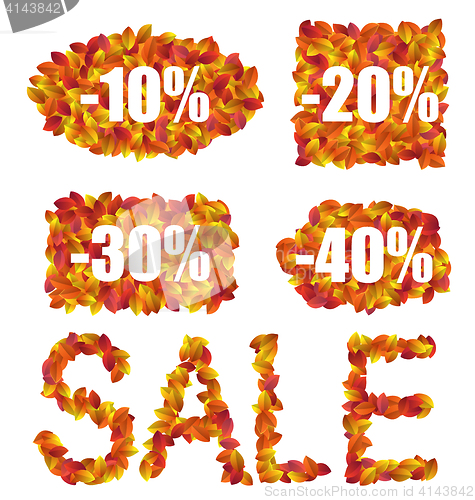 Image of Set Autumn Sale Discounts made in Colorful Leaves