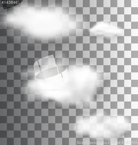 Image of  Set Fluffy Transparent Clouds