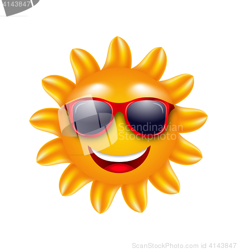 Image of Cheerful Face of Summer Sun with Sunglasses