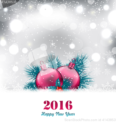 Image of Christmas winter background with glass balls