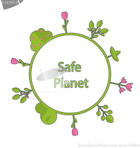 Image of Frame form circle green earth plant flower cry safe planet