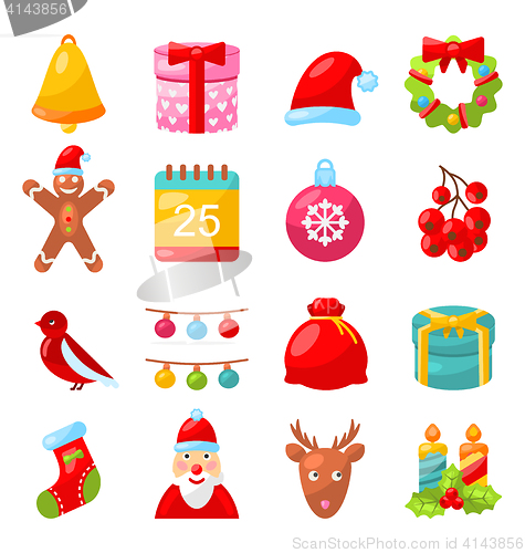 Image of Christmas Colorful Traditional Symbols, Simple Style