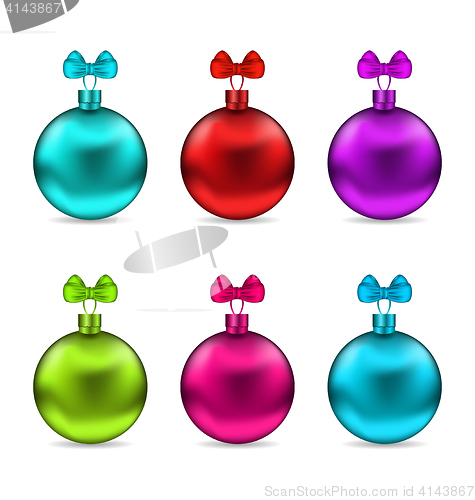 Image of Collection Christmas Colorful Glassy Balls with Bows