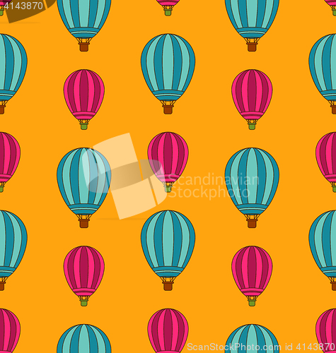 Image of Old Seamless Travel Pattern of Air Colorful Balloons