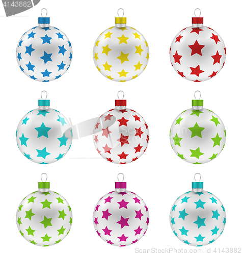 Image of Group Christmas Colorful Glass Balls