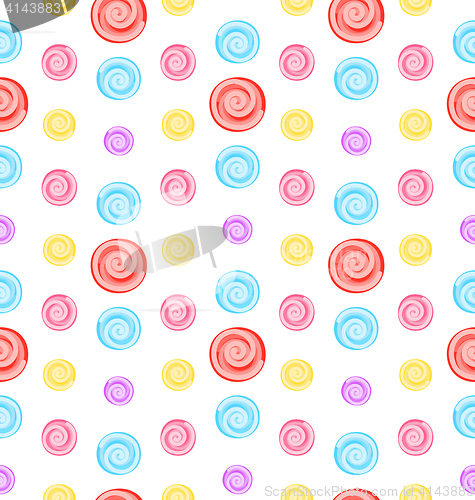 Image of Seamless Pattern with Colored Lollipops