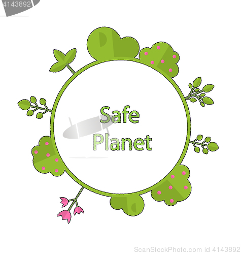Image of Frame form circle green earth plant flower cry safe planet
