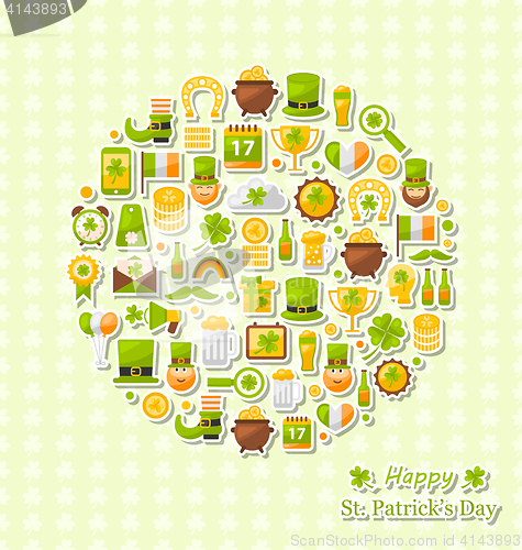 Image of Collection of Colorful Flat Design Icons for Saint Patrick\'s Day