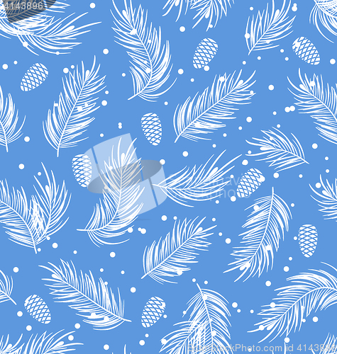 Image of Seamless Pattern with Fir Branches and Cones