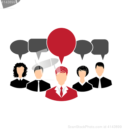 Image of Concept of leadership, dialog speech bubbles