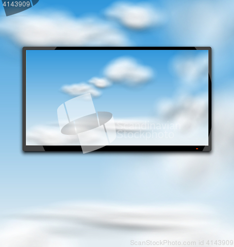 Image of Cloudscape with Black Tablet PC Computer