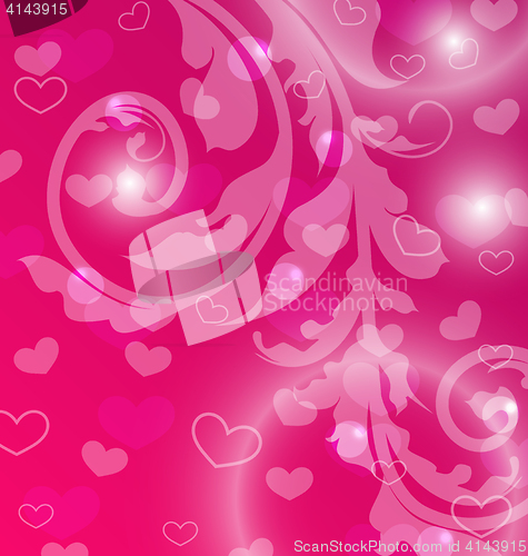 Image of Valentine Day template with abstract floral elements and light e