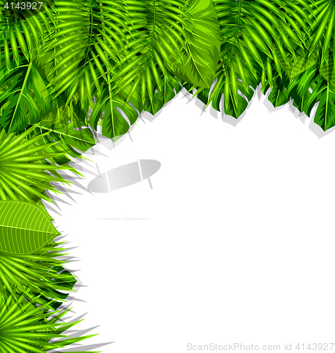 Image of Illustration Summer Nature Background with Green Tropical Leaves