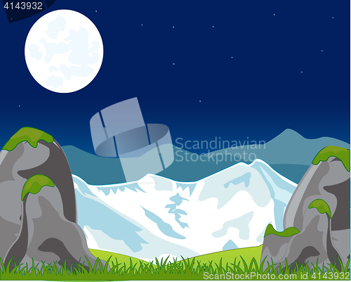 Image of Landscape with mountain in the night