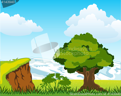 Image of Landscape with mountain and tree