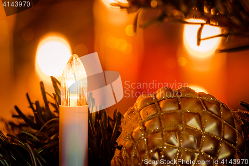 Image of Shiny Xmas lights on a tree