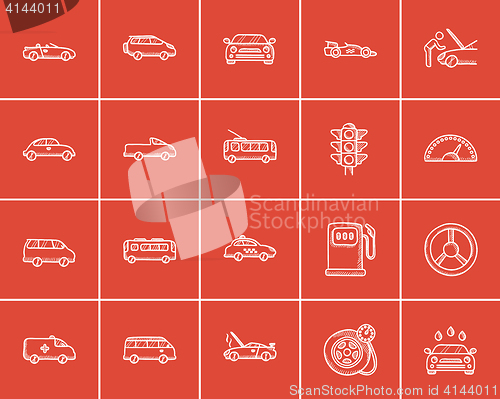 Image of Transportation sketch icon set.