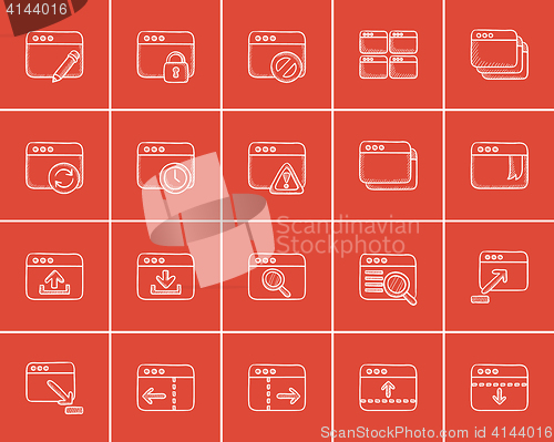 Image of Technology sketch icon set.