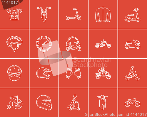 Image of Transportation sketch icon set.