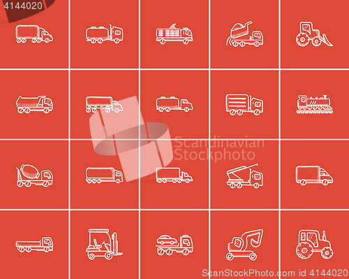 Image of Transportation sketch icon set.