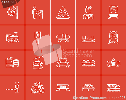 Image of Transportation sketch icon set.