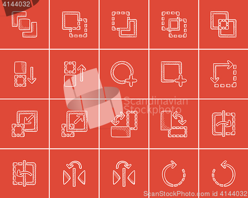 Image of Technology sketch icon set.