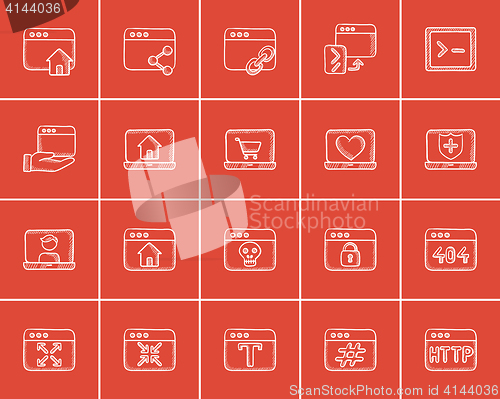 Image of Technology sketch icon set.