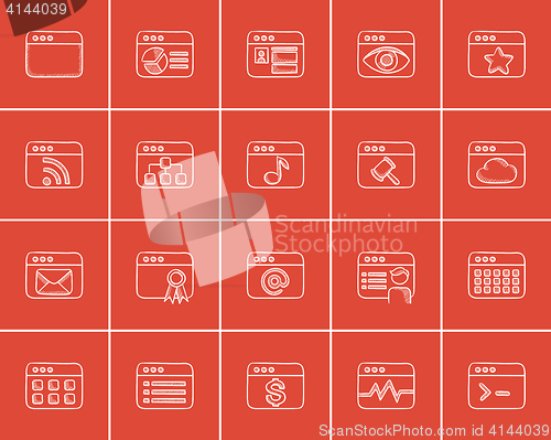 Image of Technology sketch icon set.