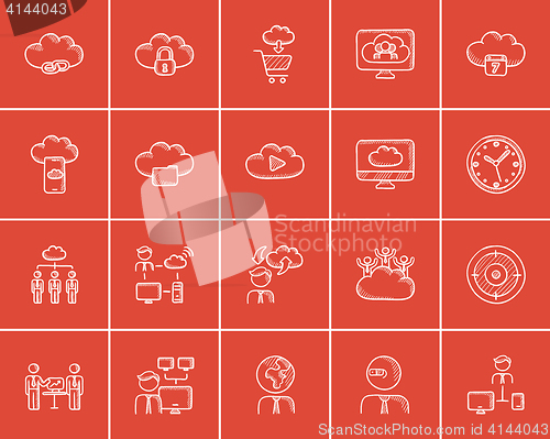 Image of Technology sketch icon set.