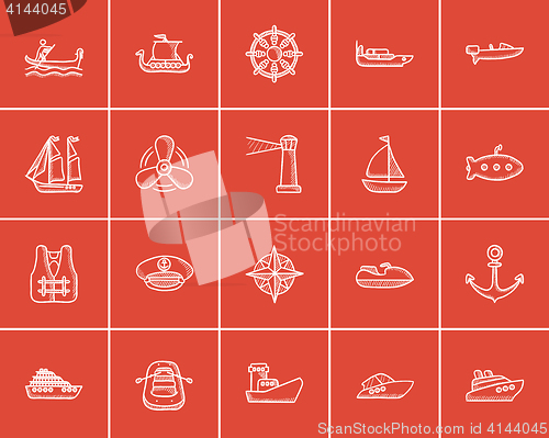 Image of Transportation sketch icon set.