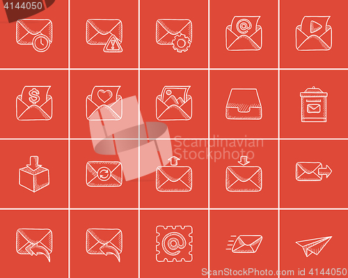 Image of Technology sketch icon set.