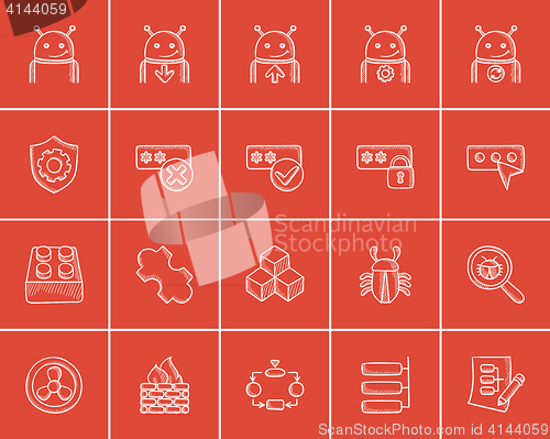 Image of Technology sketch icon set.