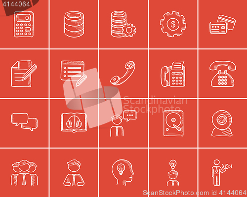 Image of Technology sketch icon set.