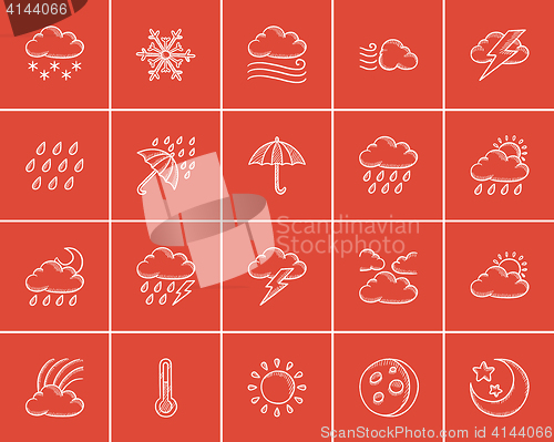 Image of Weather sketch icon set.