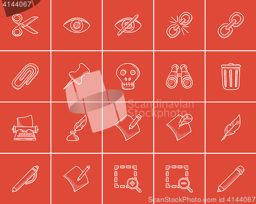 Image of Technology sketch icon set.