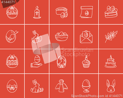 Image of Easter sketch icon set.
