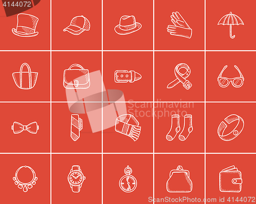 Image of Accessories sketch icon set.