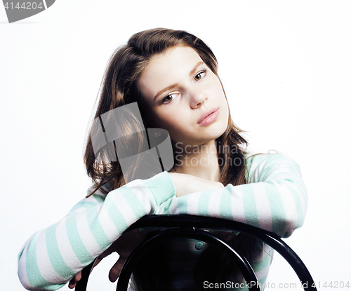 Image of Teenage Girl Looking Worried isolated on white background