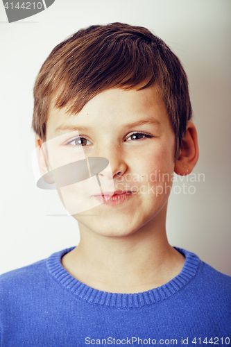 Image of little cute real boy happy smiling isolated on white background, lifestyle people concept