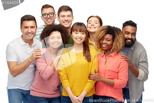 Image of international group of happy smiling people