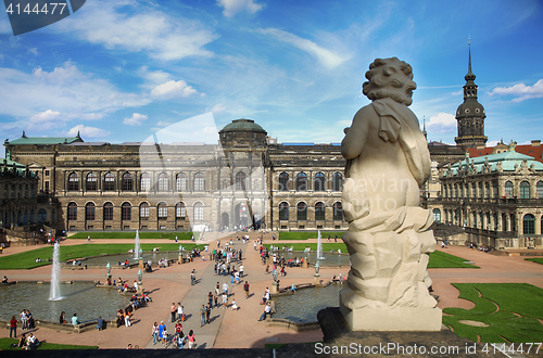 Image of DRESDEN, GERMANY – AUGUST 13, 2016: Tourists walk and visit Dr