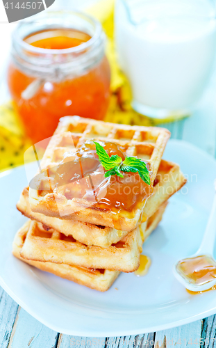 Image of waffles with apricot jam 