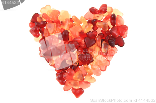 Image of jelly candy hearts as big heart