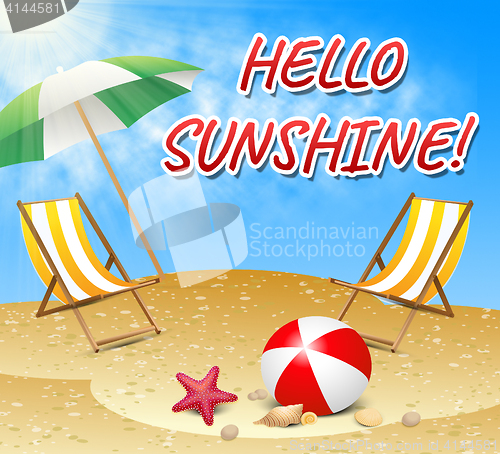 Image of Hello Sunshine Represents Summer Time And Beaches
