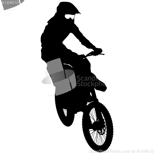 Image of Silhouettes Rider participates motocross championship. illustration