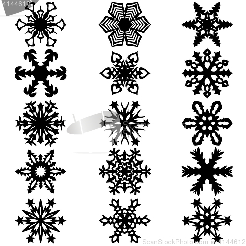 Image of Set snowflakes icons on white background, illustration